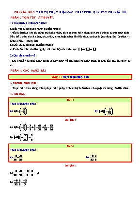 Chuyên đề Toán Lớp 7 - Chuyên đề Thứ tự thực hiện các phép tính. Quy tắc chuyển vế (Có lời giải)